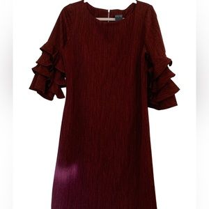 Gabby Skye Crimson Ruffled Sleeve Dress
